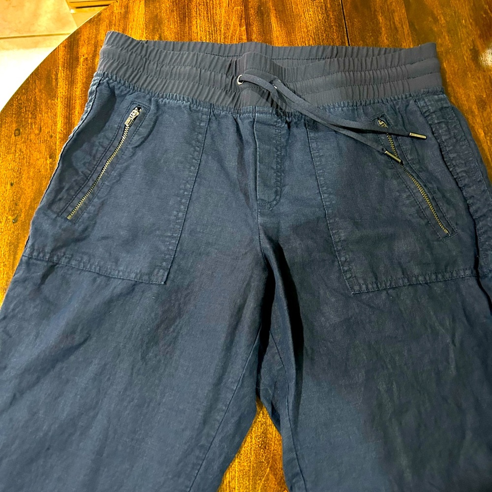ATHLETA Navy linen Joggers 8 Tall